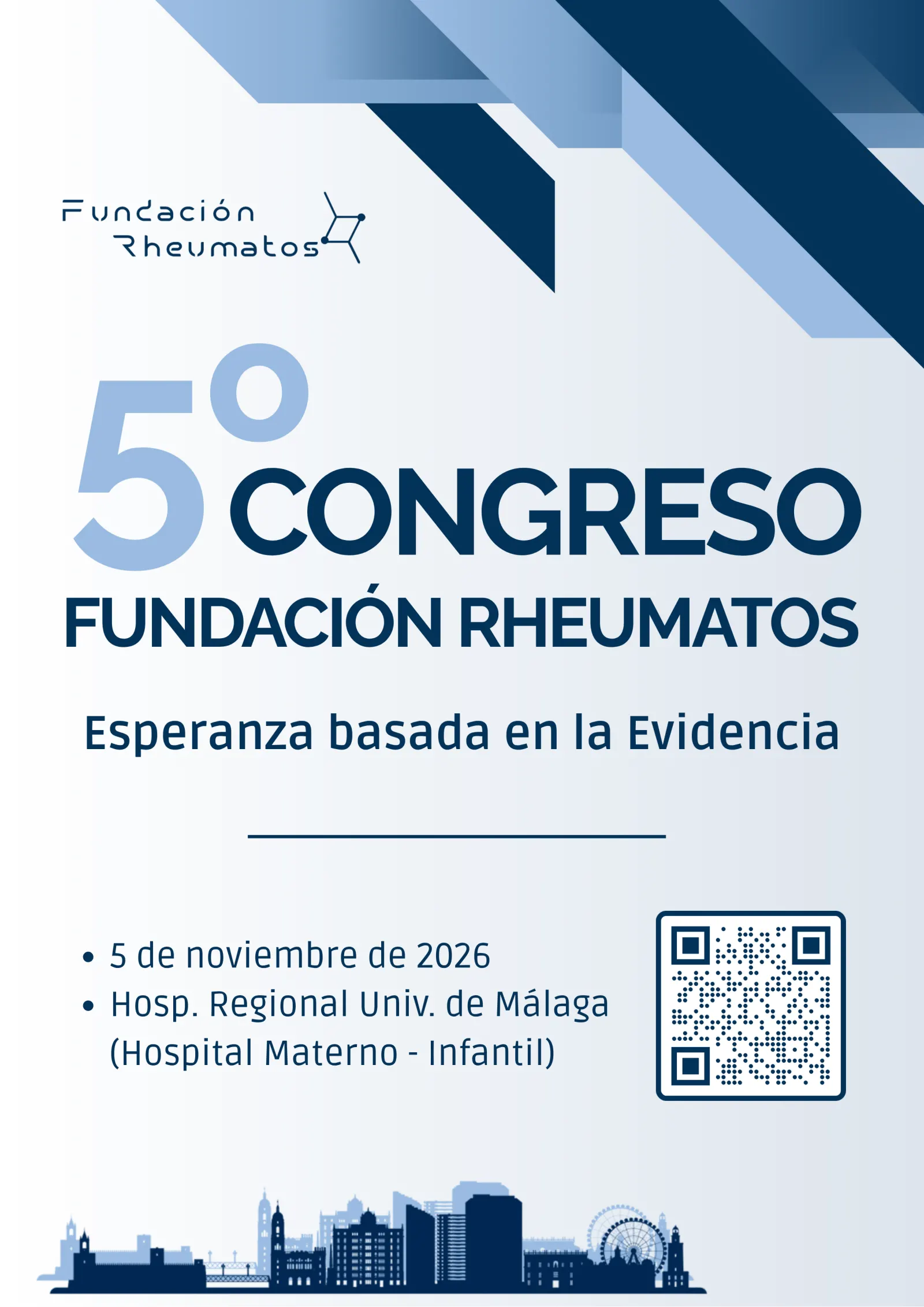 Cartel del V Congreso Fundación Rheumatos: «Esperanza basada en la Evidencia», 5 de noviembre de 2026, Hospital Regional Universitario de Málaga